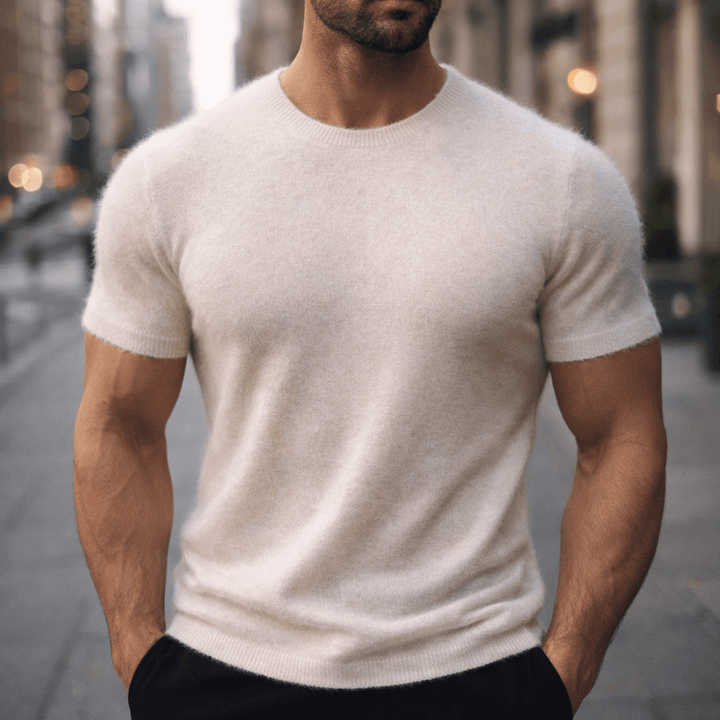 Ethan | Men's Soft Crew Neck T-Shirt with Ribbed Cuff Hem