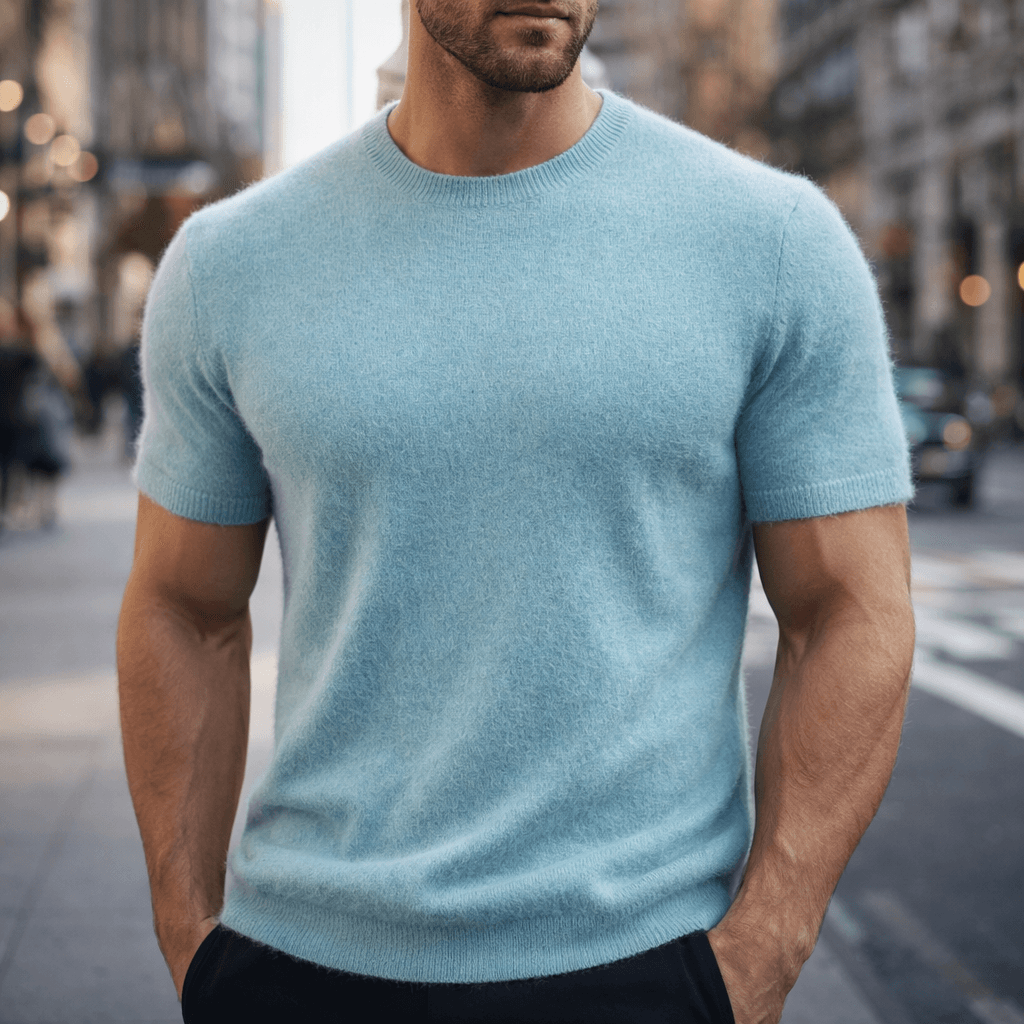 Ethan | Men's Soft Crew Neck T-Shirt with Ribbed Cuff Hem