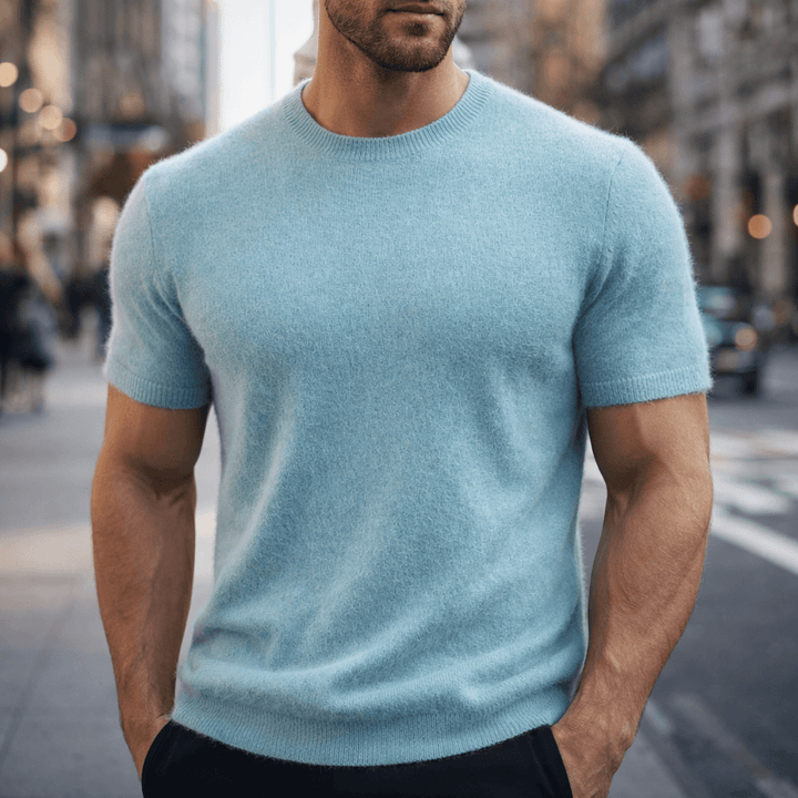 Ethan | Men's Soft Crew Neck T-Shirt with Ribbed Cuff Hem