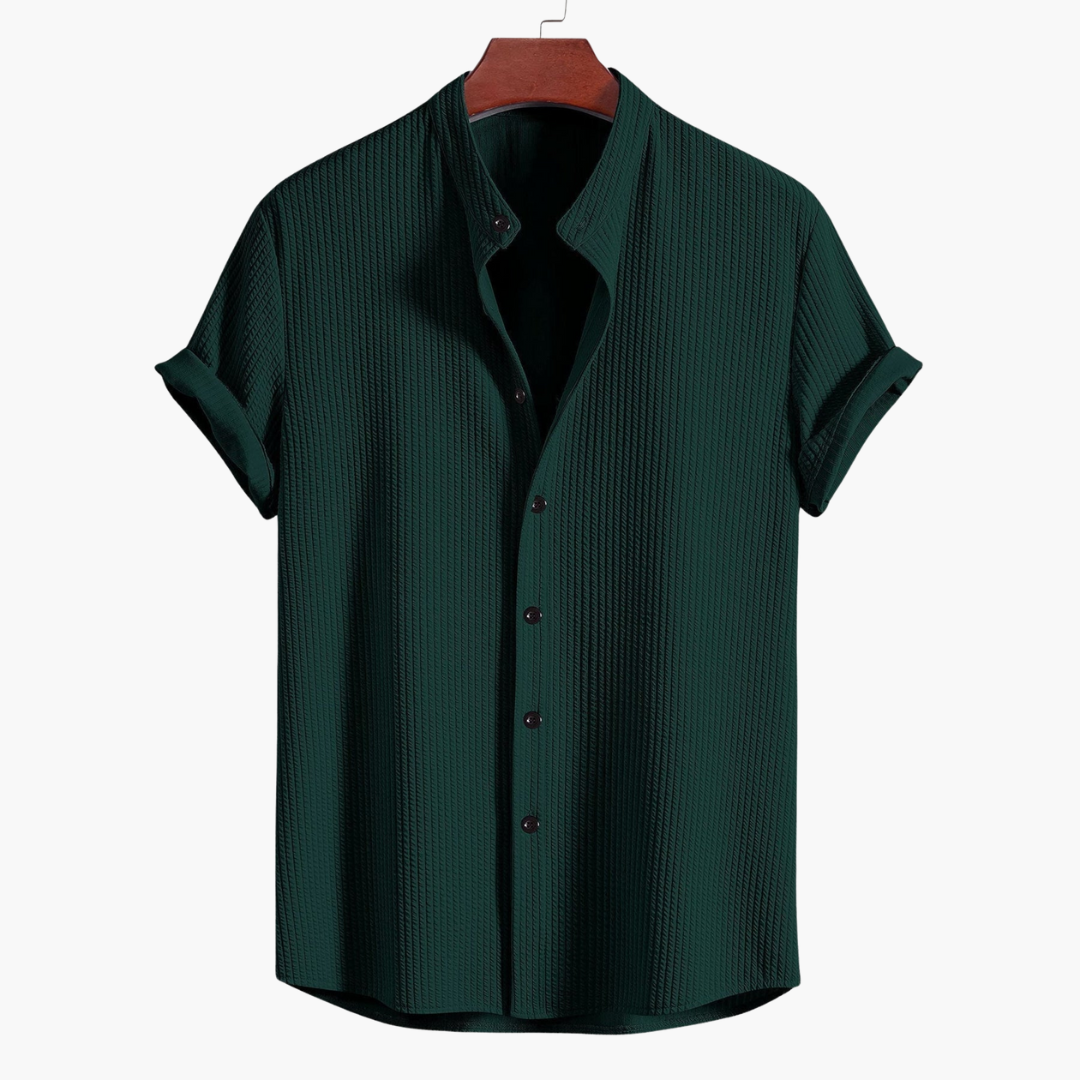 Tyler | Men's Textured Stand Collar Shirt with Buttons