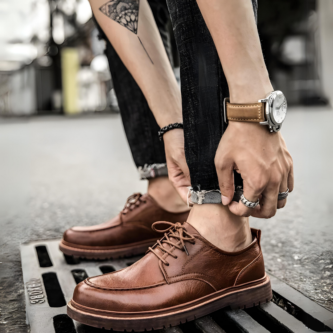 Lucien | Men’s Vintage Leather Shoes with Lace Up