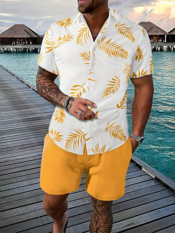 Kael | Men's Two Piece Summer Set with Printed Shirt and Shorts