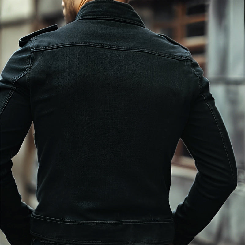 Charlie | Men’s Vintage Denim Jacket with Stand Collar