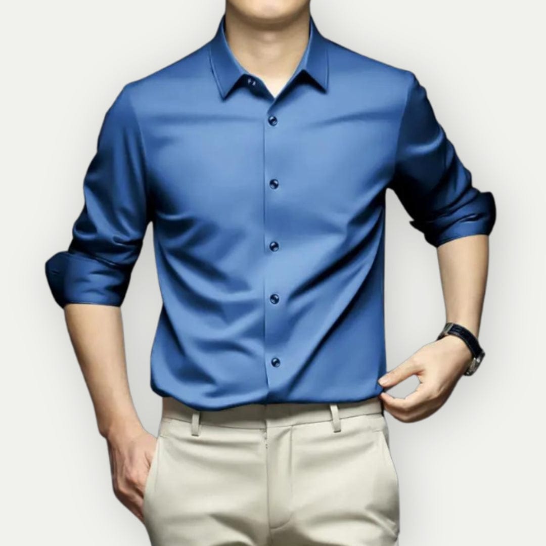 Kent | Men's Long Sleeve Satin Shirt with Button-Up
