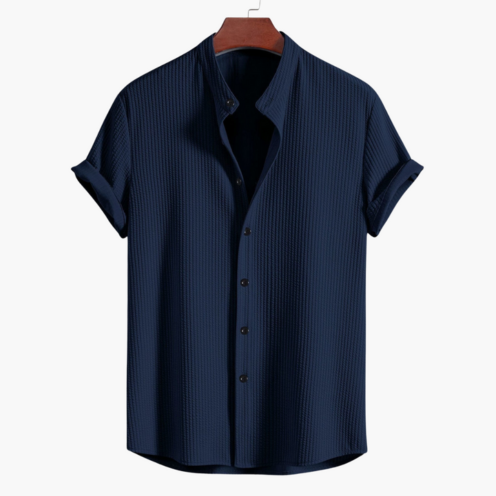 Tyler | Men's Textured Stand Collar Shirt with Buttons