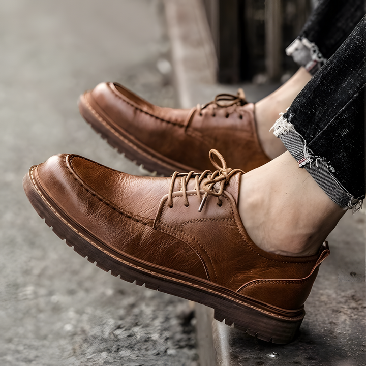 Lucien | Men’s Vintage Leather Shoes with Lace Up
