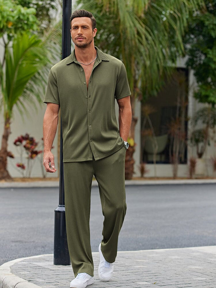 Chad | Men's Loose Fit Button Up Shirt and Pants Set