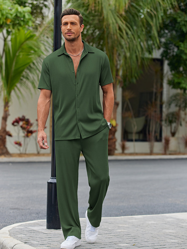 Chad | Men's Loose Fit Button Up Shirt and Pants Set