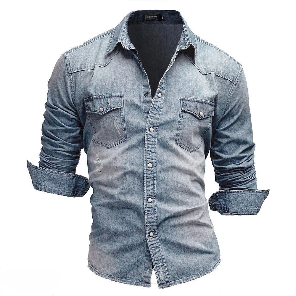 Sawyer | Men's Half Sleeve Wash Denim Shirt with Pockets