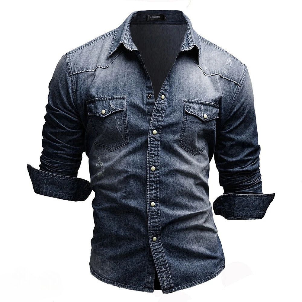Sawyer | Men's Half Sleeve Wash Denim Shirt with Pockets