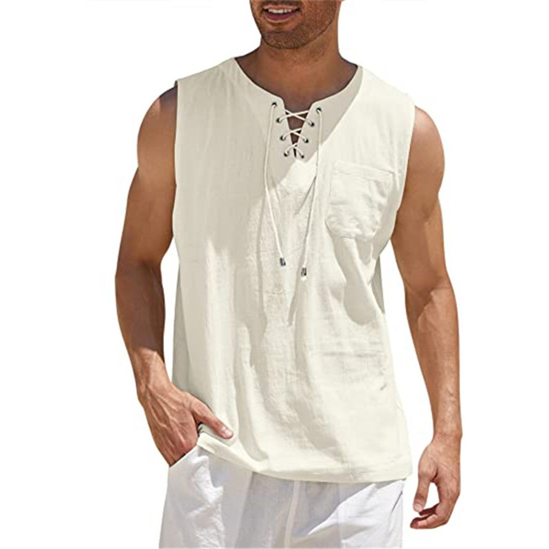 Carl | Men’s Sleeveless Summer Top with Drawstring and Chest Pocket