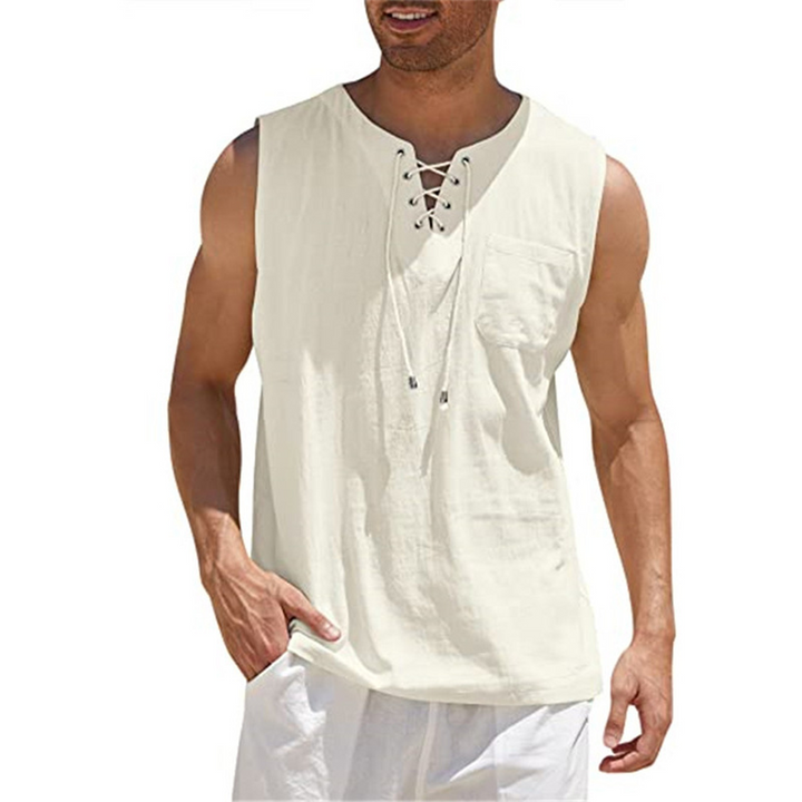 Carl | Men’s Sleeveless Summer Top with Drawstring and Chest Pocket