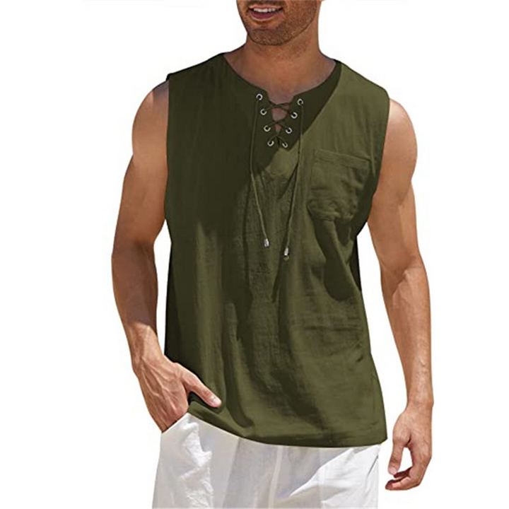 Carl | Men’s Sleeveless Summer Top with Drawstring and Chest Pocket