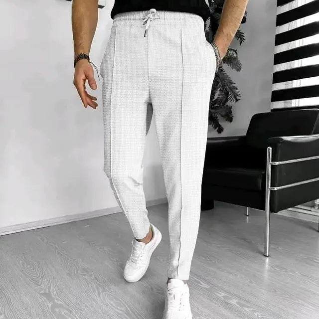 Elliot | Men’s Waffle Style Pants with Drawstring and Pleats