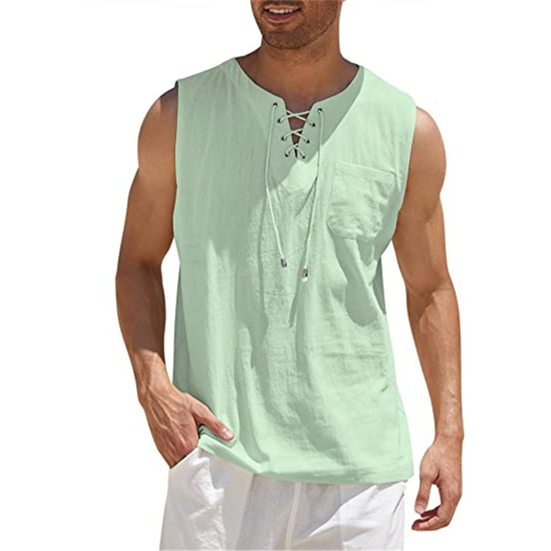 Carl | Men’s Sleeveless Summer Top with Drawstring and Chest Pocket