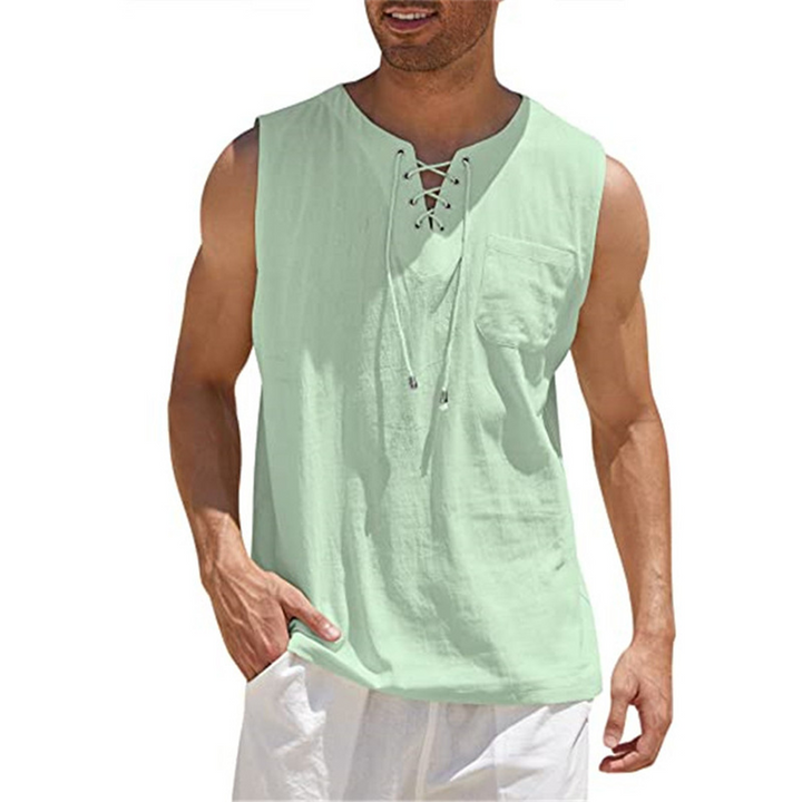 Carl | Men’s Sleeveless Summer Top with Drawstring and Chest Pocket