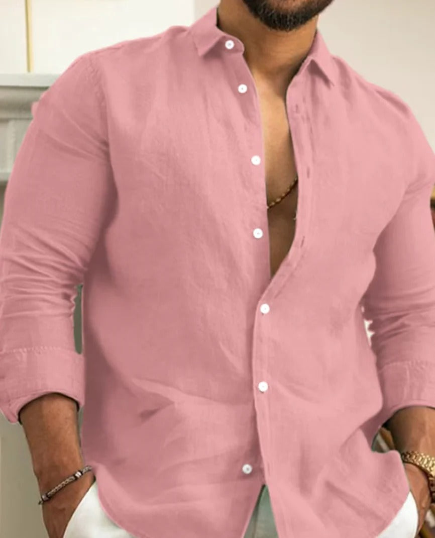 Varek | Men’s Long-Sleeve Linen Button Shirt