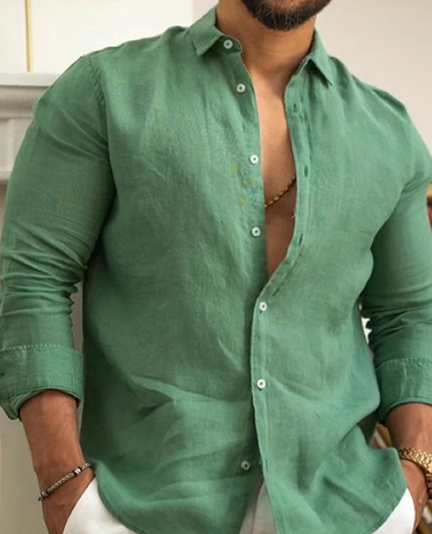 Varek | Men’s Long-Sleeve Linen Button Shirt
