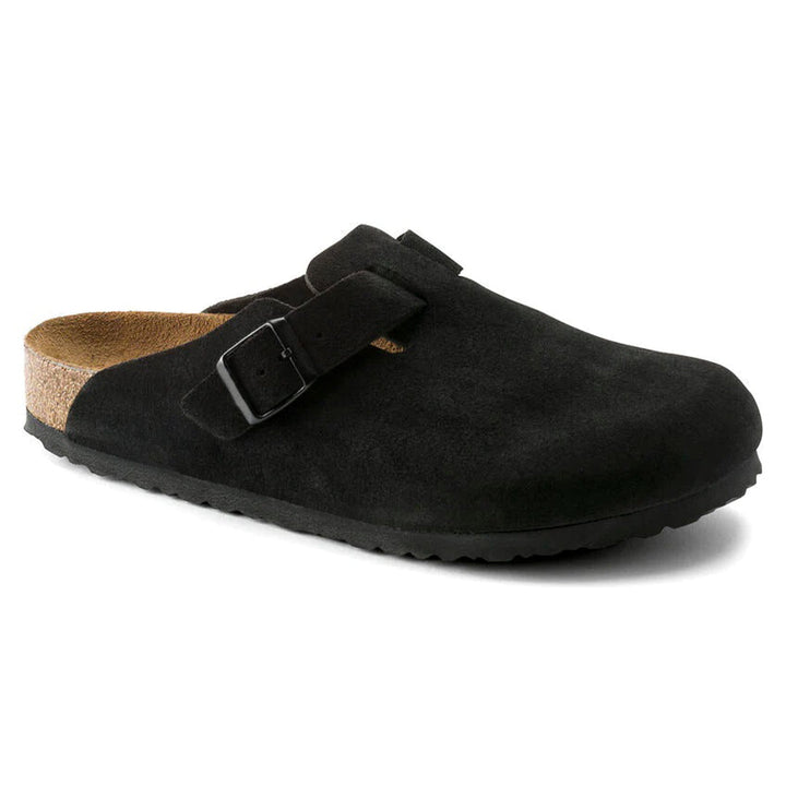 Brad | Men’s Buckle Style Suede Clog with Cork Footbed