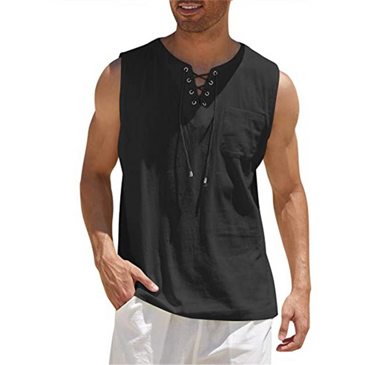 Carl | Men’s Sleeveless Summer Top with Drawstring and Chest Pocket