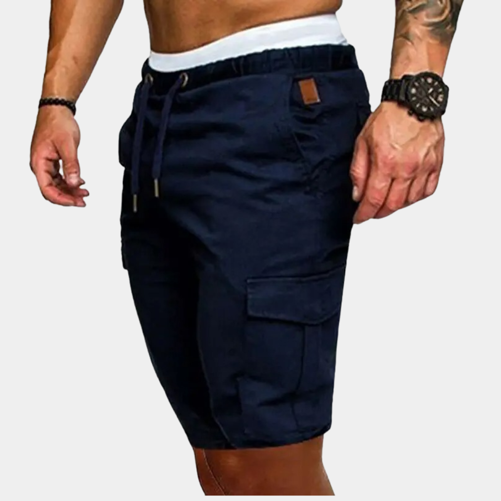 Brix | Men’s Linen Drawstring Cargo Shorts with Elastic Waist