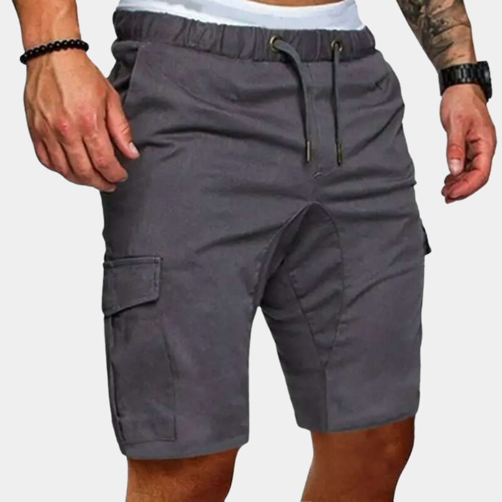 Brix | Men’s Linen Drawstring Cargo Shorts with Elastic Waist