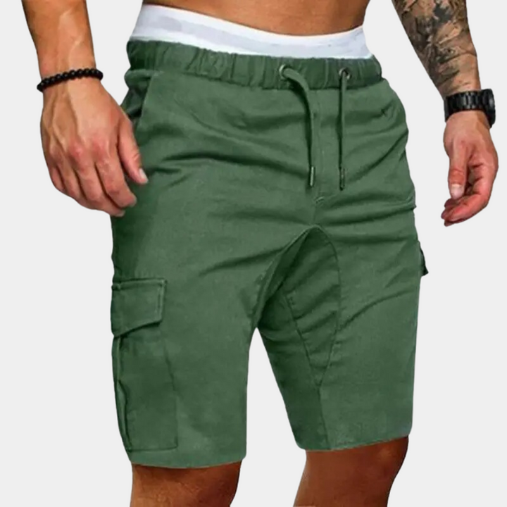 Brix | Men’s Linen Drawstring Cargo Shorts with Elastic Waist