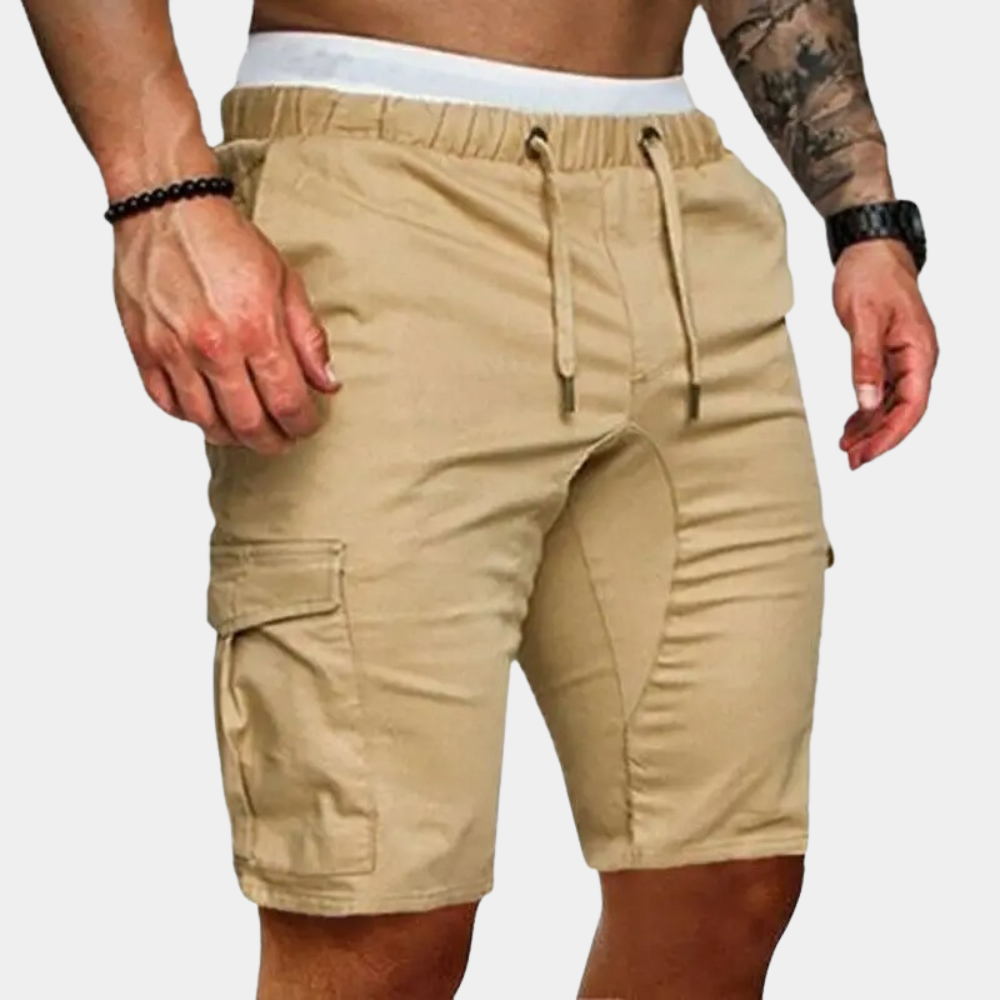 Brix | Men’s Linen Drawstring Cargo Shorts with Elastic Waist