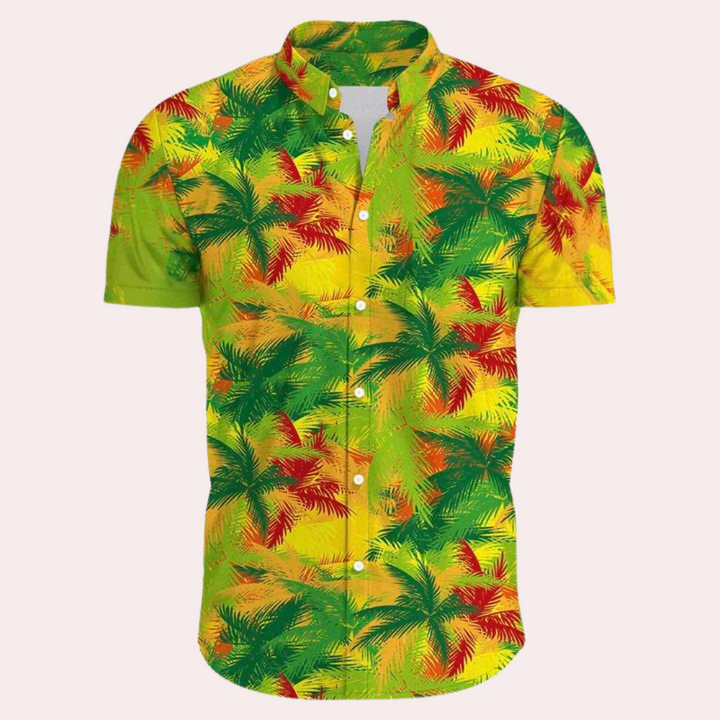 Kai | Men's Button-Up Summer Shirt with Tropical Print