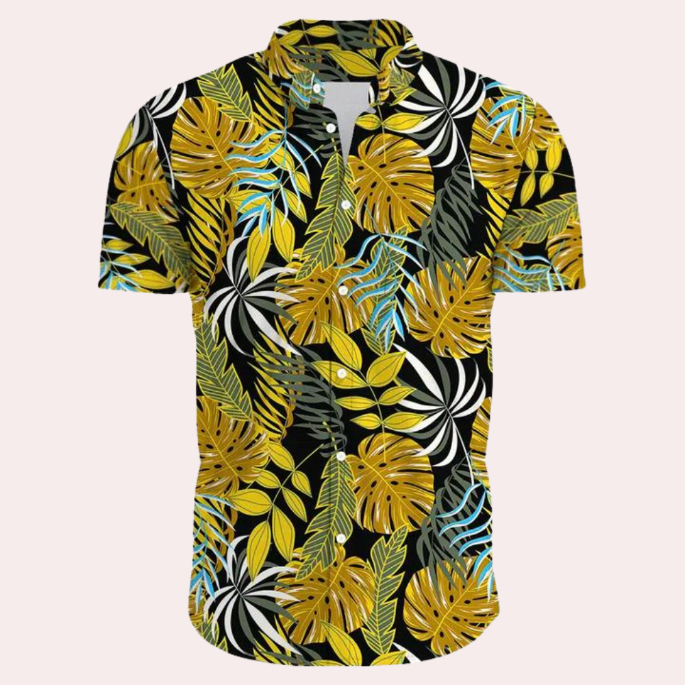 Kai | Men's Button-Up Summer Shirt with Tropical Print
