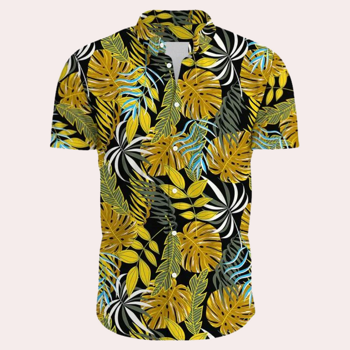 Kai | Men's Button-Up Summer Shirt with Tropical Print