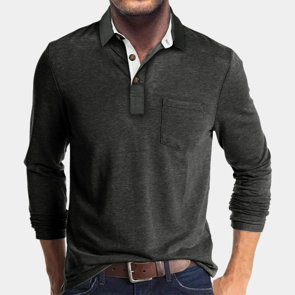 Ervin | Men's Classic Polo Shirt with Chest Pocket and Quarter Buttons