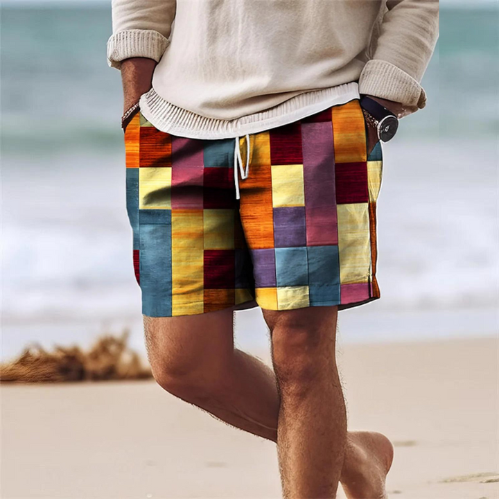 Leon | Men's Multicolor Checkered Shorts with Drawstring