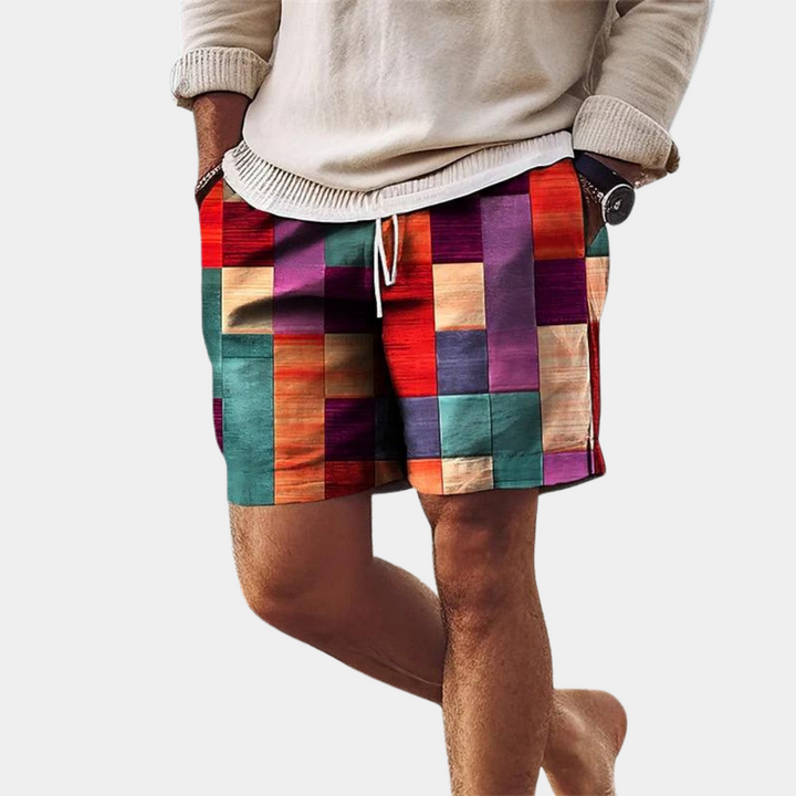Leon | Men's Multicolor Checkered Shorts with Drawstring