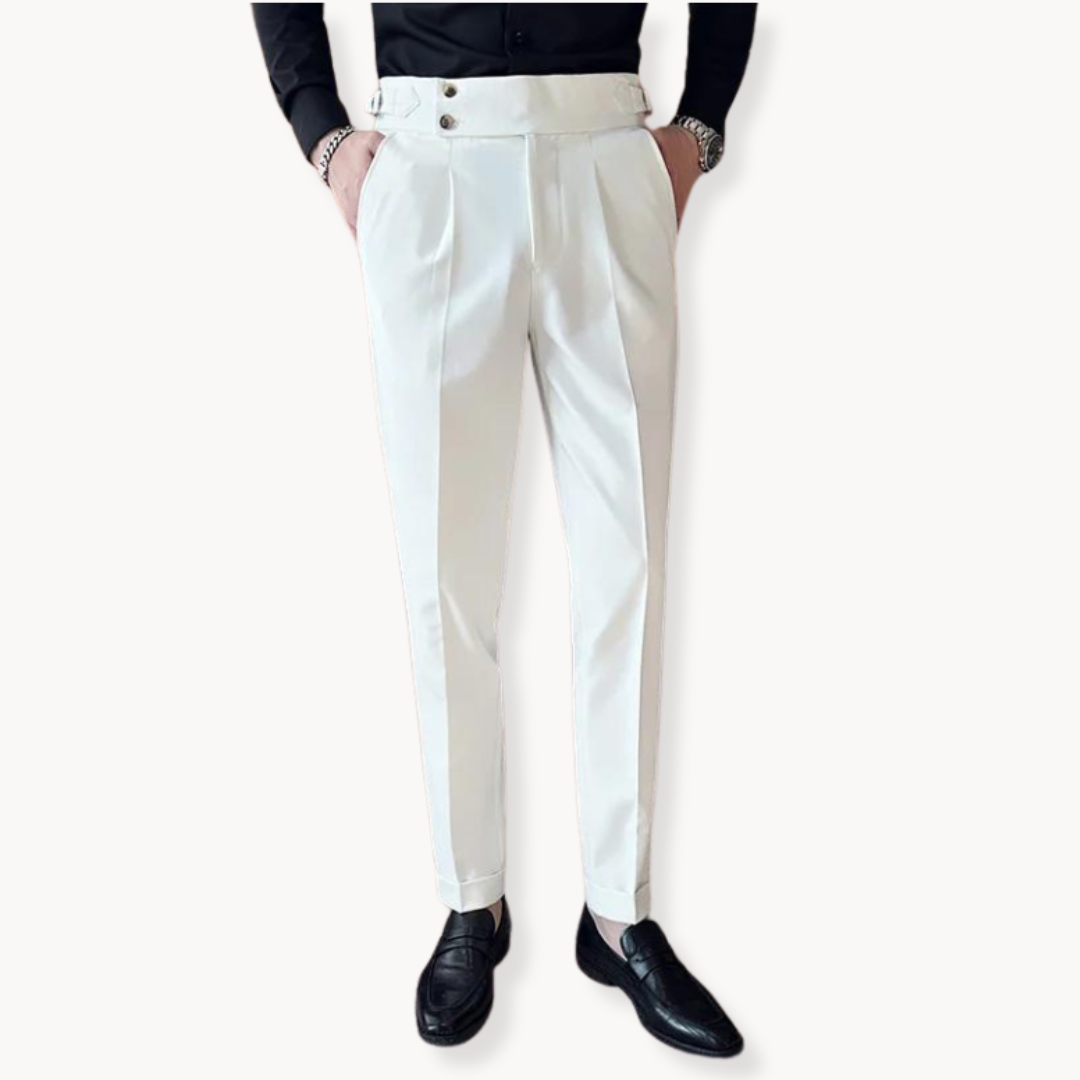 Johnny | Men’s High Waist Pleated Trouser with Side Buttons