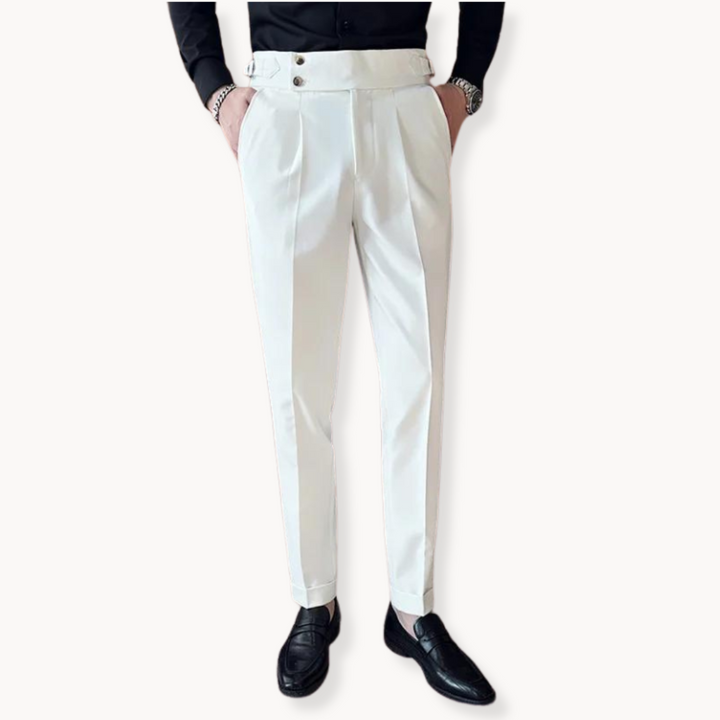 Johnny | Men’s High Waist Pleated Trouser with Side Buttons