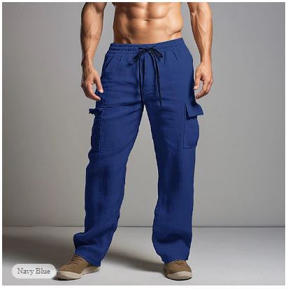 Leo | Men’s Linen Cargo Pants with Drawstring