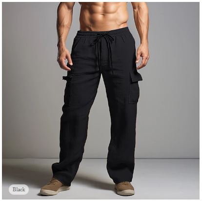 Leo | Men’s Linen Cargo Pants with Drawstring