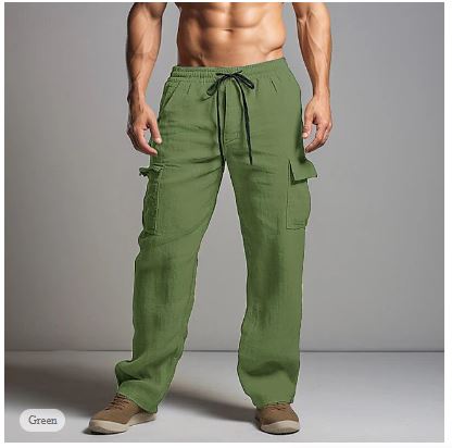 Leo | Men’s Linen Cargo Pants with Drawstring