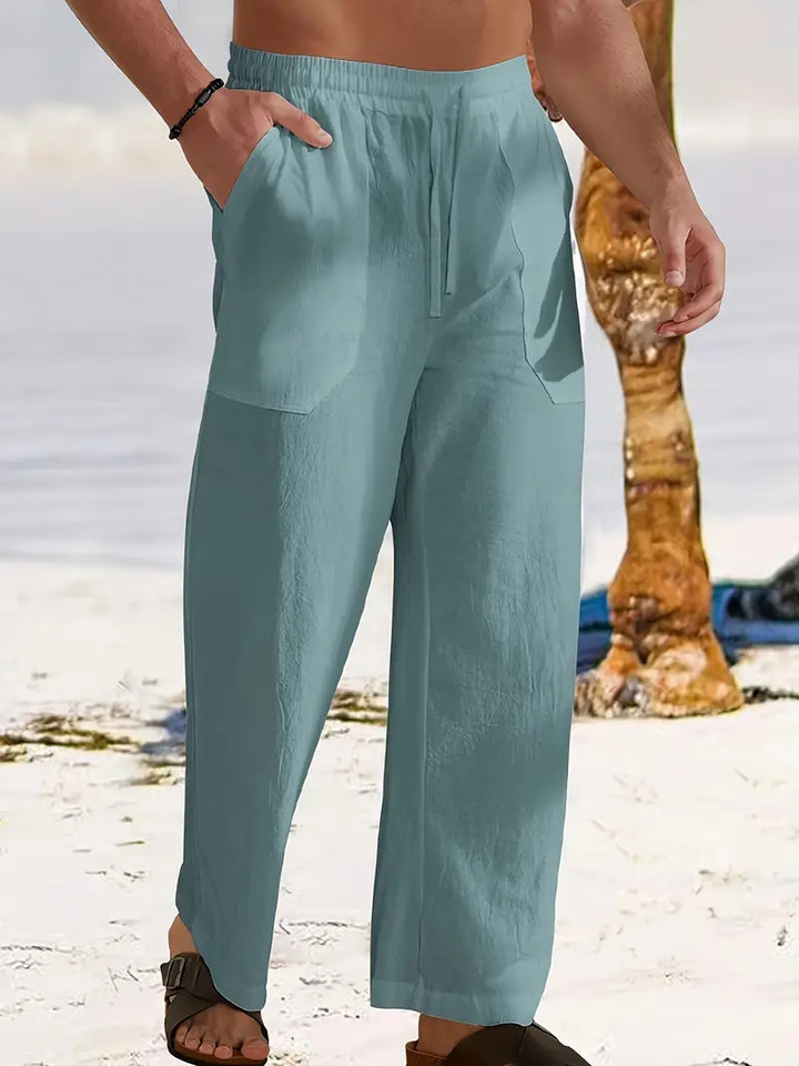 Zion | Men’s Drawstring Linen Trousers with Pockets