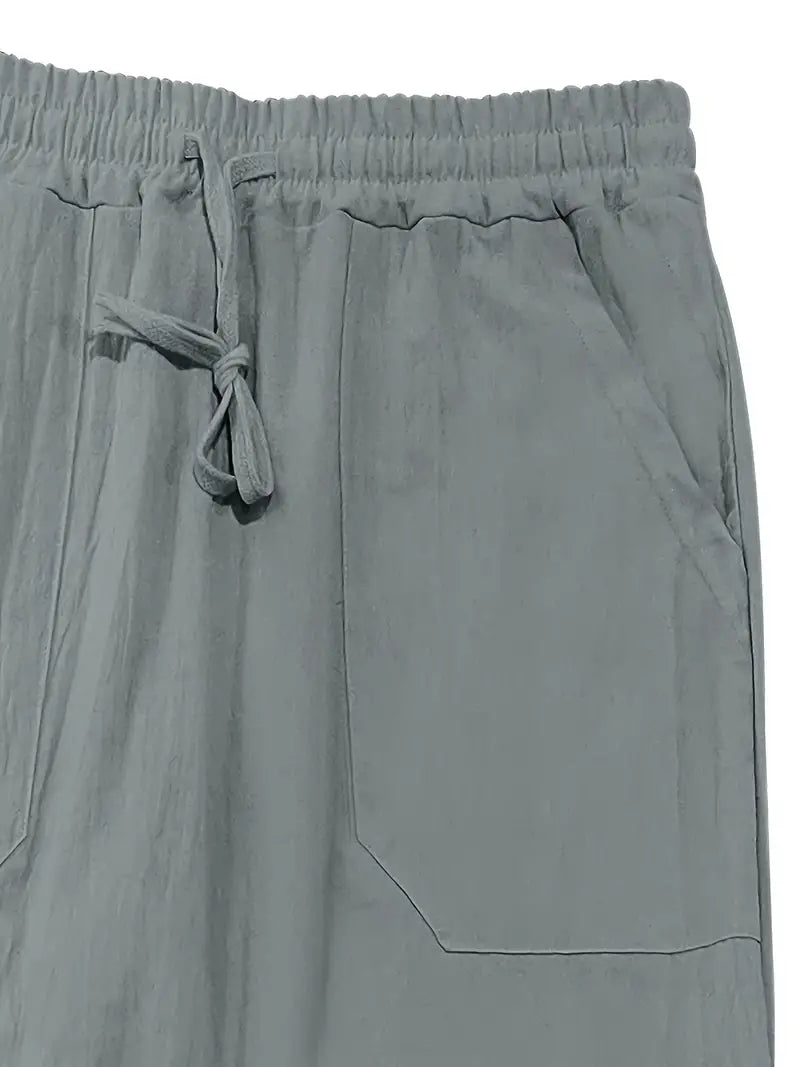 Zion | Men’s Drawstring Linen Trousers with Pockets