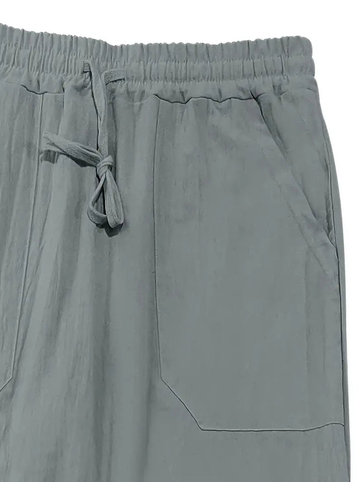 Zion | Men’s Drawstring Linen Trousers with Pockets