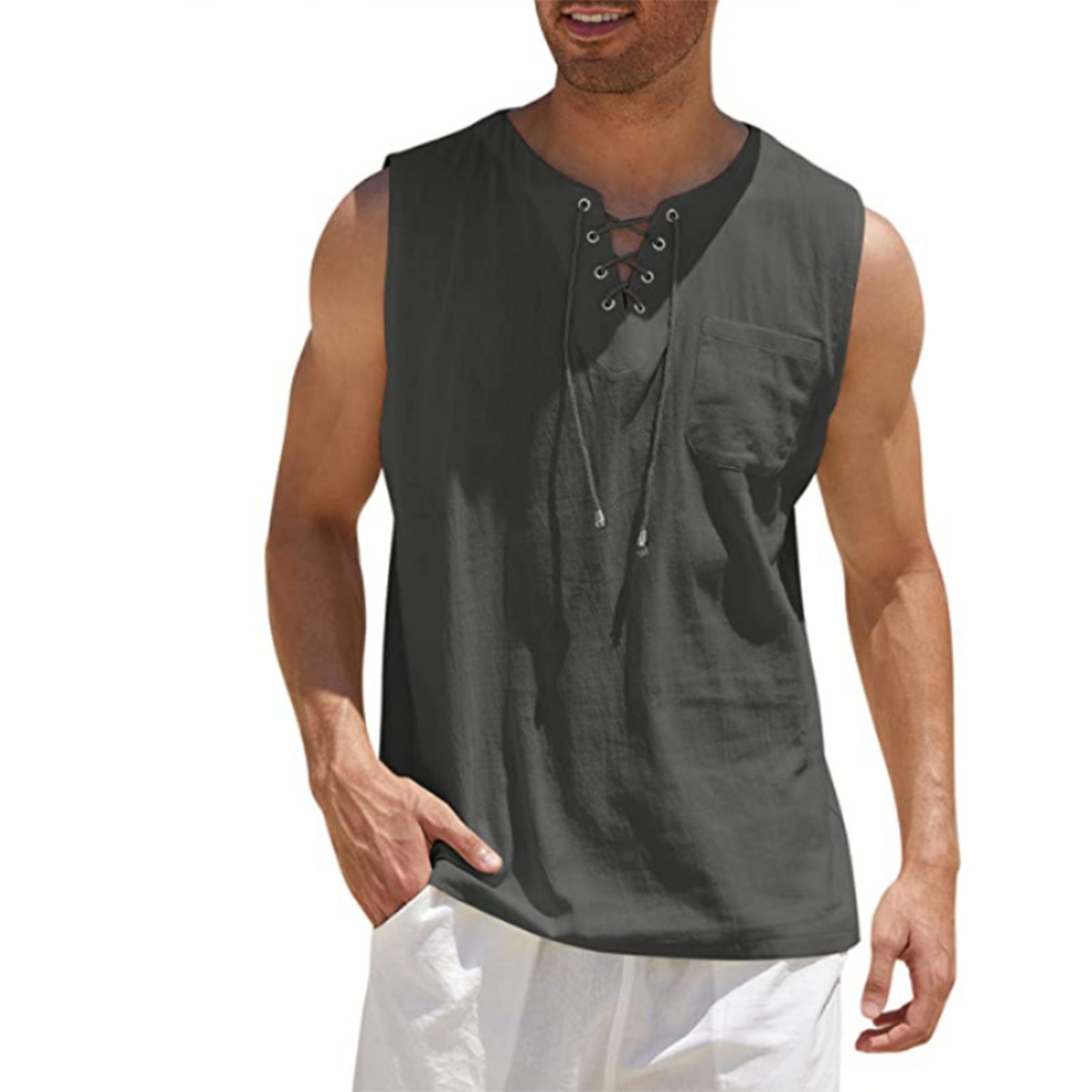 Carl | Men’s Sleeveless Summer Top with Drawstring and Chest Pocket