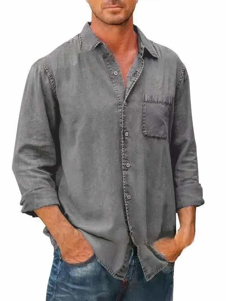 Alton | Men’s Denim Long-Sleeve Shirt with Chest Pocket