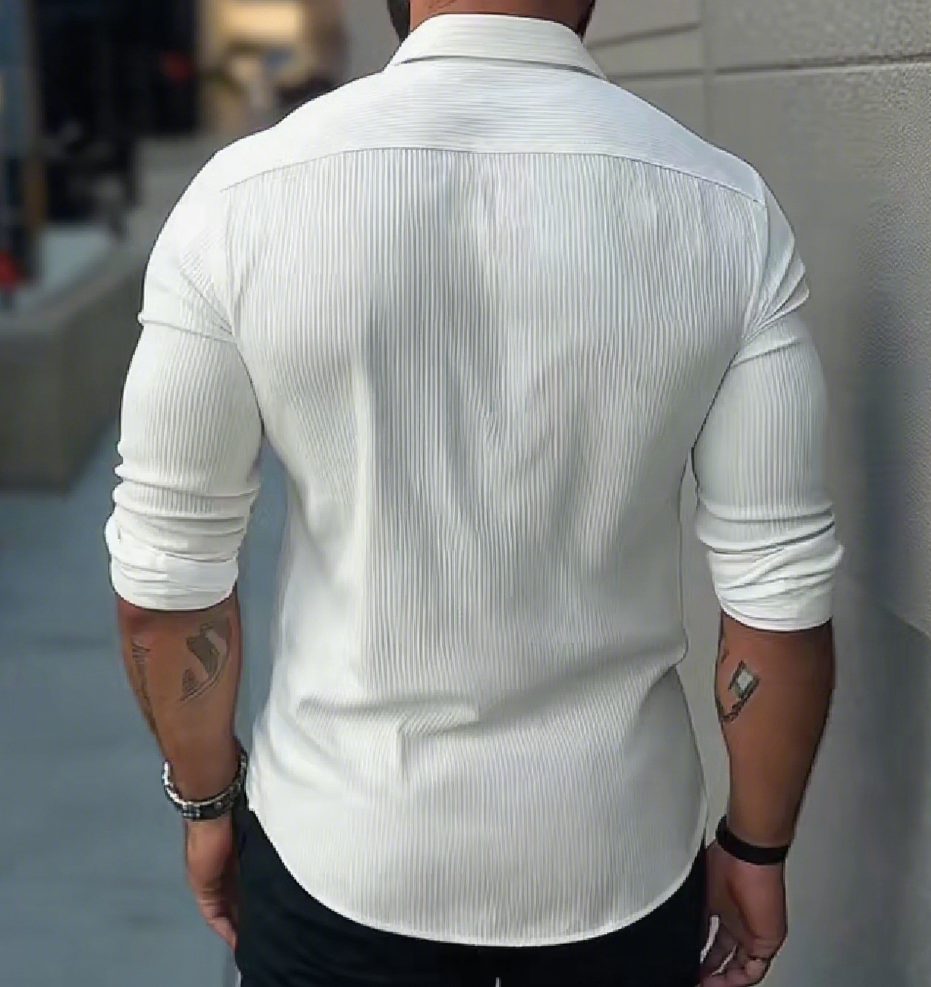 Oscar | Men's Slim Fit Textured Pattern Shirt with Folded Sleeve