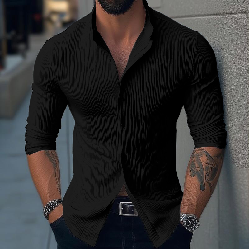 Oscar | Men's Slim Fit Textured Pattern Shirt with Folded Sleeve
