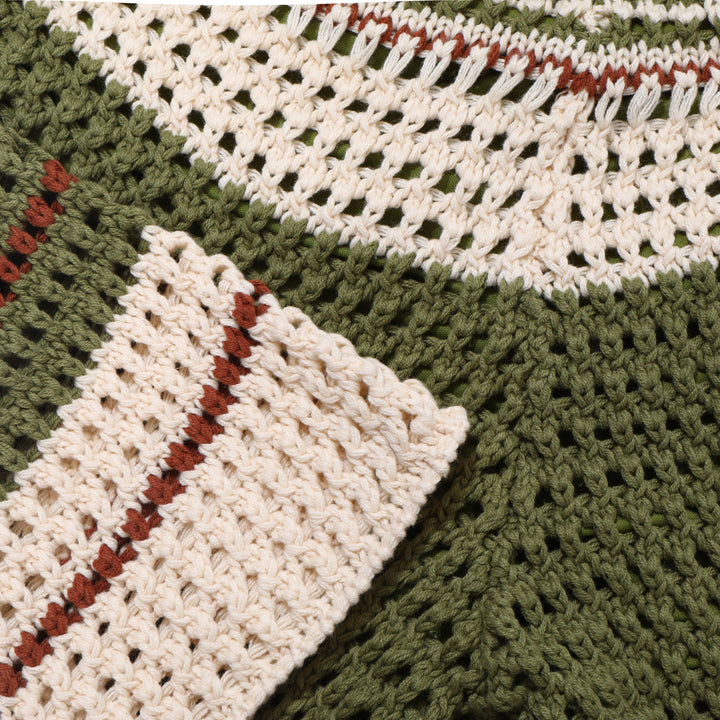 Tobin | Men's Crochet Knit Shorts with Drawstring and Striped