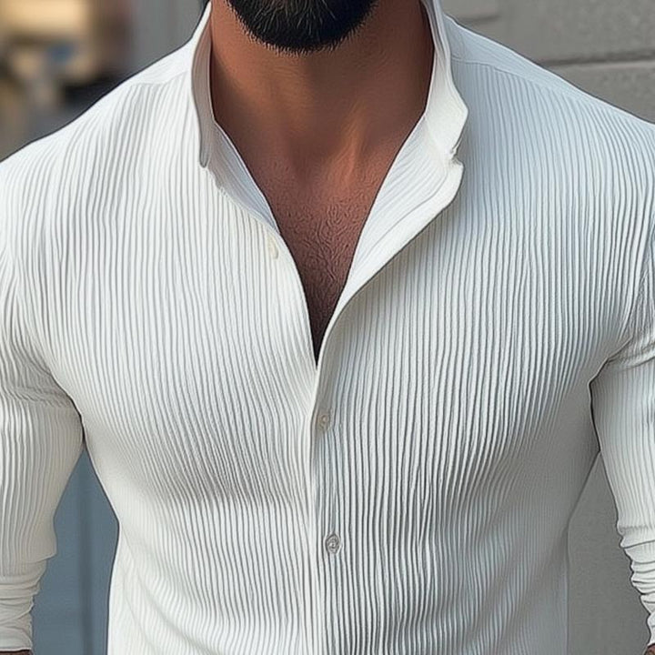 Oscar | Men's Slim Fit Textured Pattern Shirt with Folded Sleeve