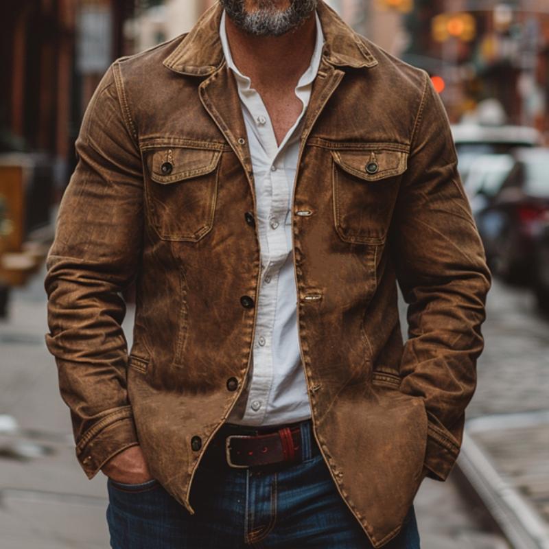 Bernard | Men's Washed Denim Jacket with Multi-Pocket
