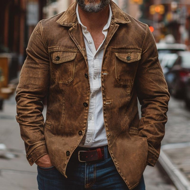 Bernard | Men's Washed Denim Jacket with Multi-Pocket